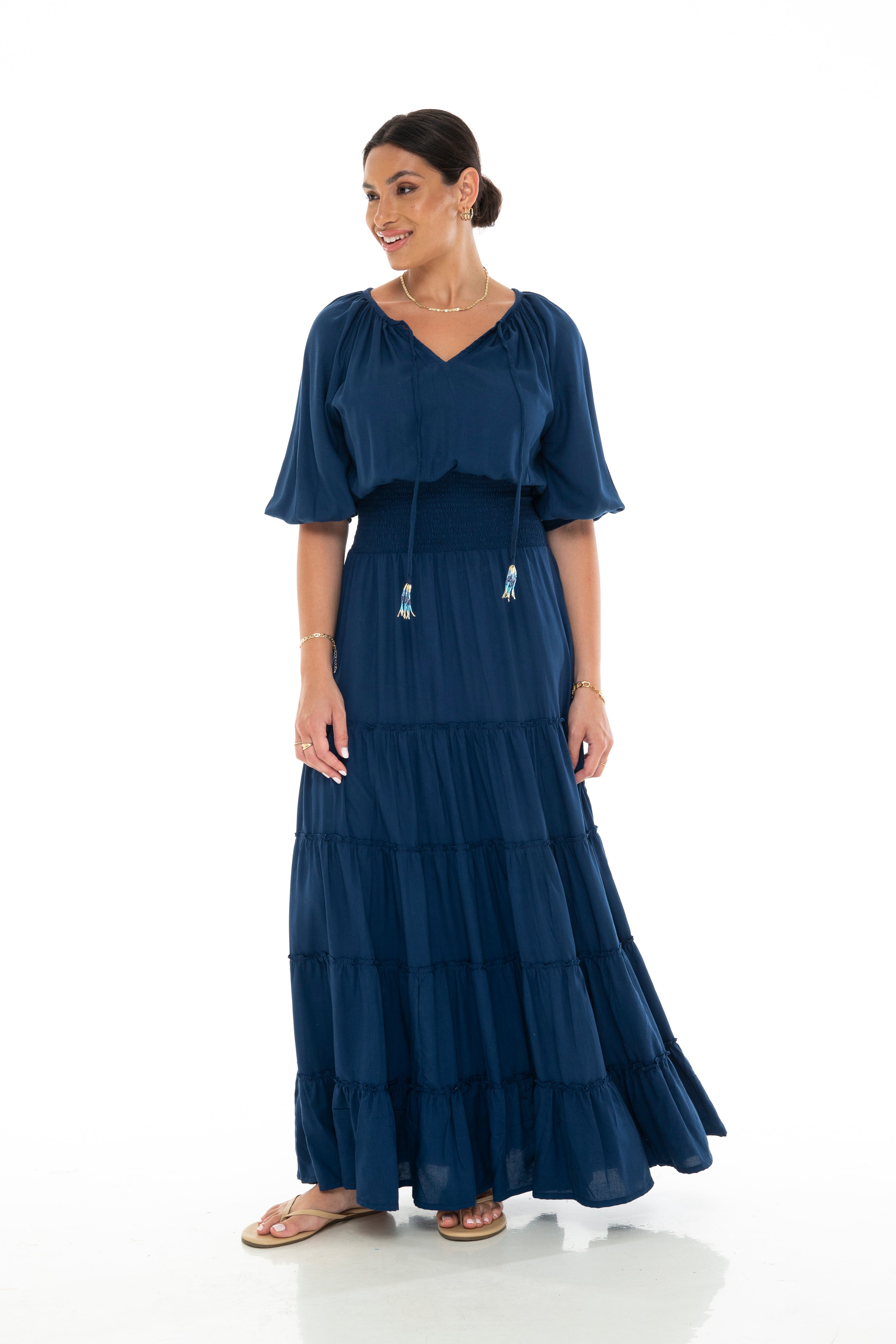 SOLIDS Montana Long Dress Short Sleeve
