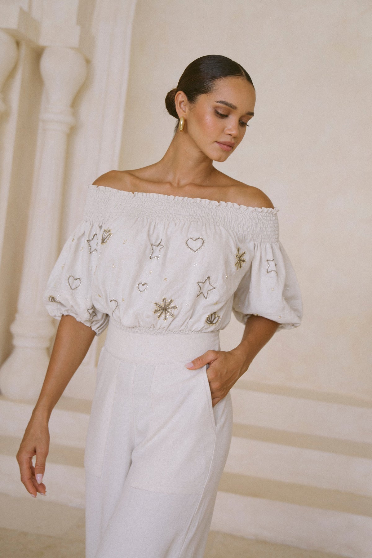 Leah Seaside Beaded Top