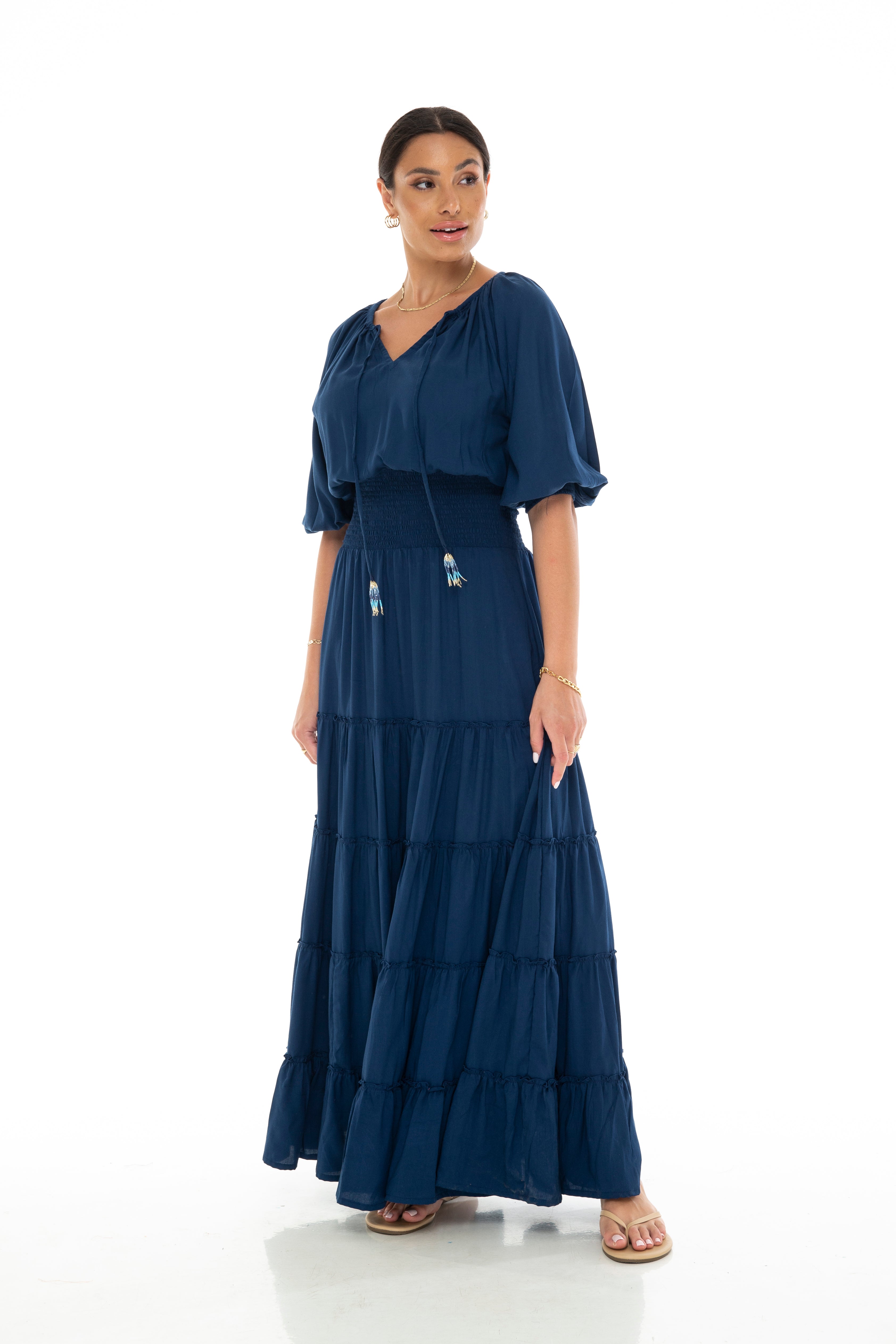 SOLIDS Montana Long Dress Short Sleeve