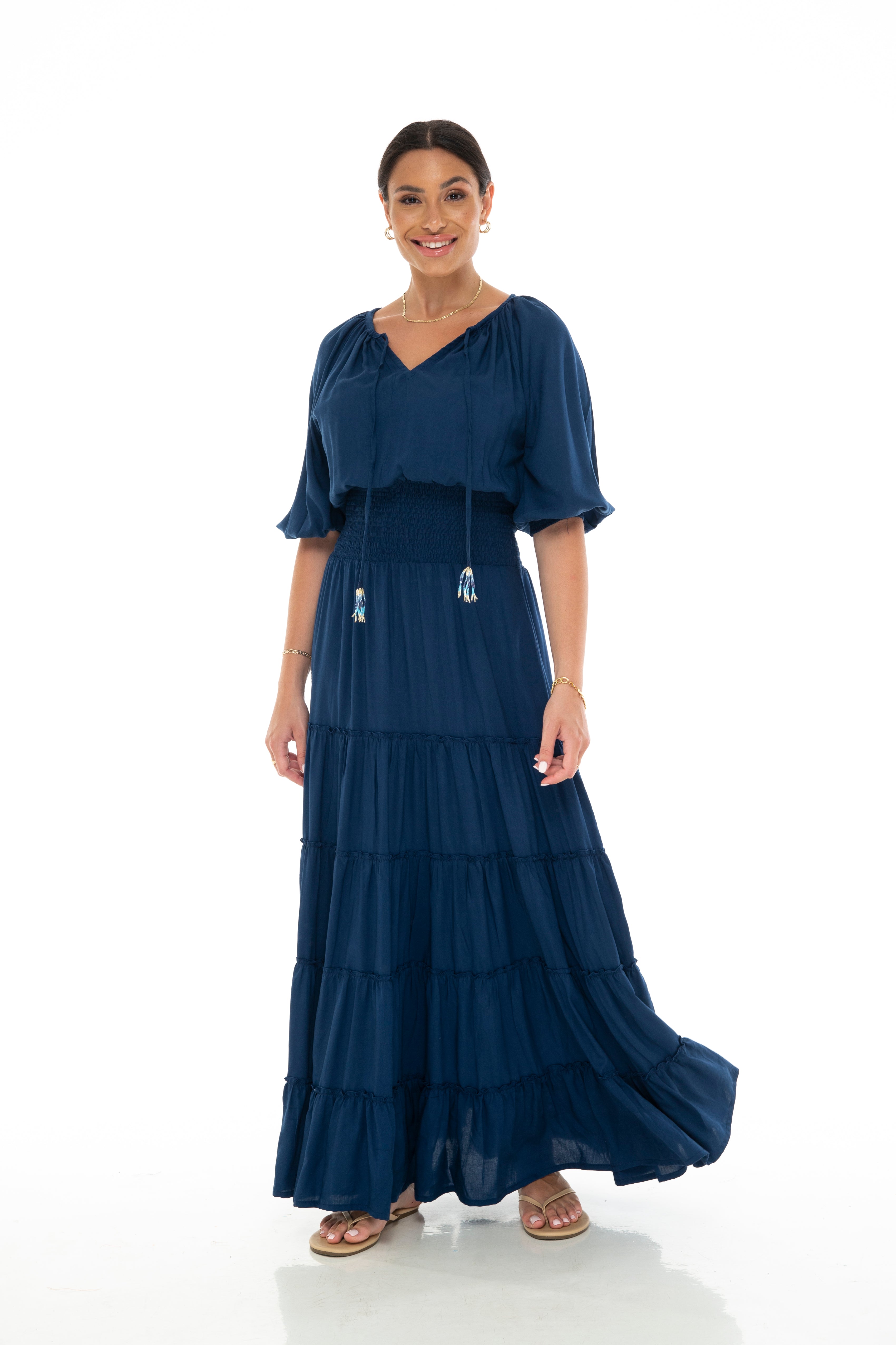 SOLIDS Montana Long Dress Short Sleeve